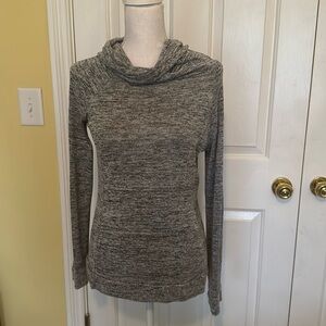 Nicole Miller Gray & Black Cowl Neck Sweater w/ Front Side Pockets